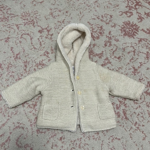 Fleece winter beige jacket for baby - Picture 1 of 4